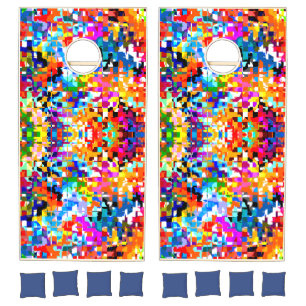 Cute colorful abstract squares cornhole set