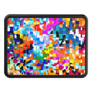 Cute colorful abstract squares hitch cover