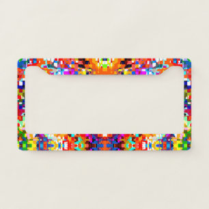 Cute colorful abstract squares license plate frame