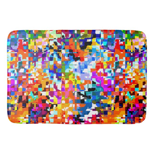 Cute colorful abstract squares notebook bath mat (Front)