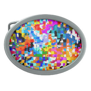 Cute colorful abstract squares notebook belt buckle