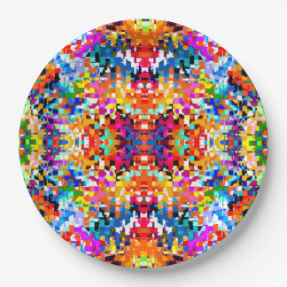 Cute colorful abstract squares paper plates