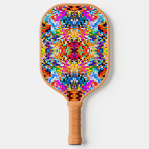 Cute colorful abstract squares pickleball paddle