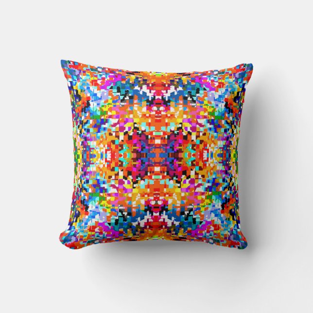 Cute colorful abstract squares throw pillow (Front)