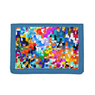 Cute colorful abstract squares tri-fold wallet