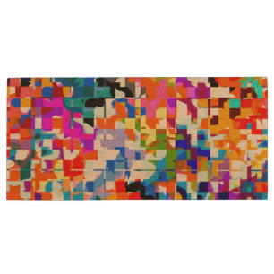 Cute colorful abstract squares wood flash drive