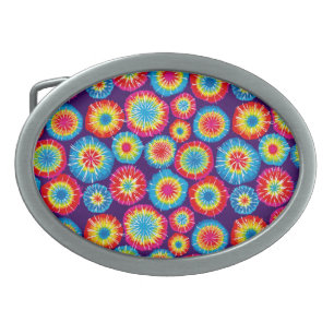 Cute colorful abstract suns patterns oval belt buckle