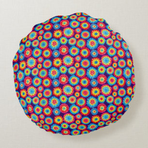Cute colorful abstract suns patterns round pillow