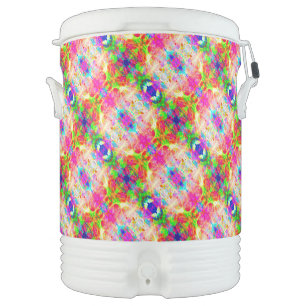 Cute colorful abstract swirl flowers beverage cooler