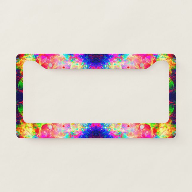 Cute colorful abstract swirl flowers license plate frame (Front)