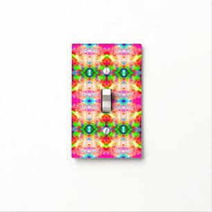 Cute colorful abstract swirl flowers light switch cover