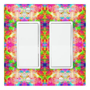 Cute colorful abstract swirl flowers light switch cover