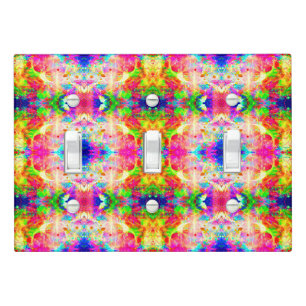Cute colorful abstract swirl flowers light switch cover