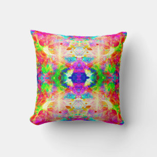 Cute colorful abstract swirl flowers throw pillow