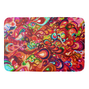 Cute colorful abstract swirl paint bath mat