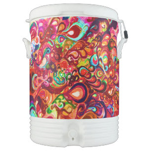 Cute colorful abstract swirl paint beverage cooler