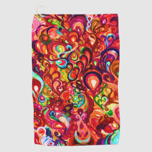 Cute colorful abstract swirl paint golf towel