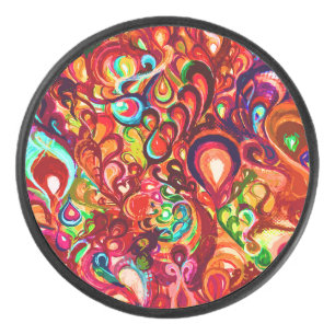 Cute colorful abstract swirl paint hockey puck