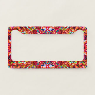 Cute colorful abstract swirl paint license plate frame