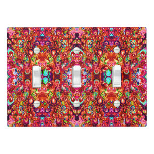 Cute colorful abstract swirl paint light switch cover