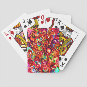 Cute colorful abstract swirl paint poker cards