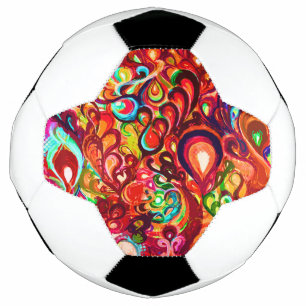 Cute colorful abstract swirl paint soccer ball