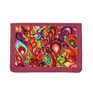 Cute colorful abstract swirl paint tri-fold wallet