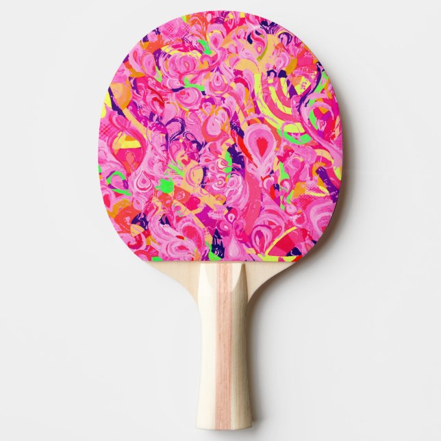 Cute colorful abstract swirls paint ping pong paddle (Front)
