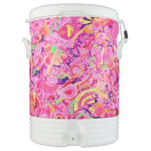 Cute colorful abstract swirls painting beverage cooler