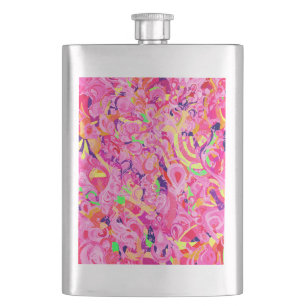 Cute colorful abstract swirls painting flask