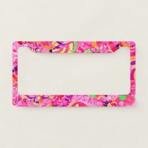 Cute colorful abstract swirls painting license plate frame