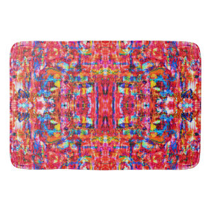 Cute colorful abstract waves painting bath mat