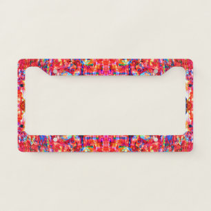 Cute colorful abstract waves painting license plate frame