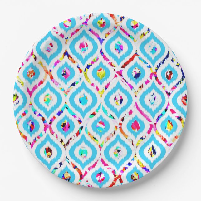 Cute colorful abstract zigzag patterns paper plates (Front)