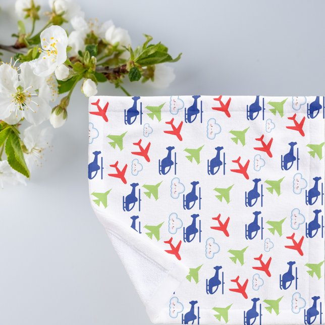 Cute Colorful Airplane & Clouds Aviator Fun Wash Cloth (Creator Uploaded)