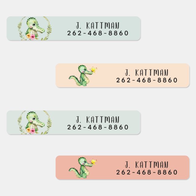 Cute Colorful Alligator School Daycare Labels (Group)