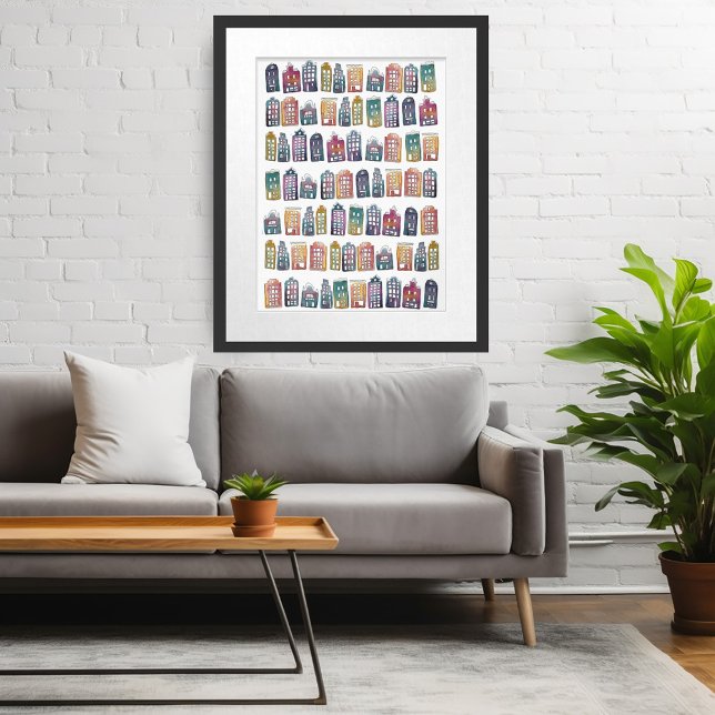 Cute Colorful Amsterdam Houses Watercolor Art Poster (Cute Colorful Amsterdam Houses Watercolor Art Poster
Wall Art Custom Dutch Canal House)