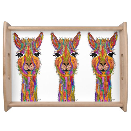 Cute Colorful and Funny Llama Serving Tray