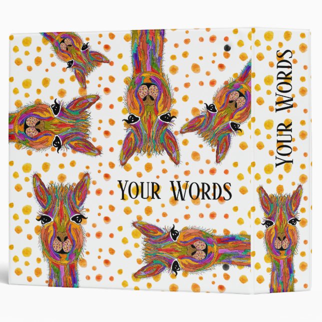 Cute, Colorful and Trendy Llama Binder (Back/Spine)