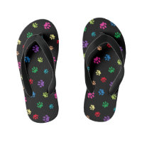 Cute Colorful Animal Paw Prints on Black