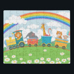 Cute Colorful Animal Train Rainbow Modern Kids Jigsaw Puzzle<br><div class="desc">This cute design features a colorful animal filled train with a lion,  elephant,  giraffe,  flamingo,  tiger and monkey. Perfect for birthdays for kids #puzzle #puzzlesforkids #gifts #giftsforkids #kids #cute #animals #games #fun #birthday #kidsbirthday</div>