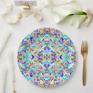 Cute colorful animals flowers design paper plates