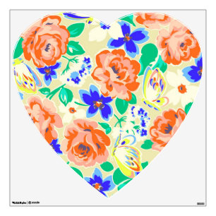 Cute colorful animals flowers design wall sticker