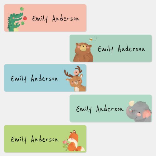 Cute Colorful Animals School Daycare Labels