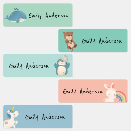 Cute Colorful Animals School Daycare Labels