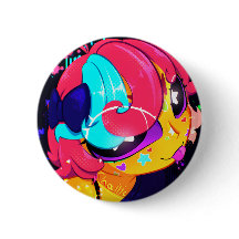 Cute Colorful Anime Girl Button
