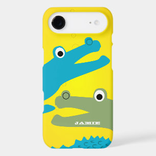 Cute Colorful Aqua and Yellow Alligator iphone 5 17 Air Case