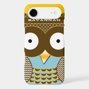 Cute Colorful Aqua Zigzag Mustard Yellow Owl iPhone 17 Air Case
