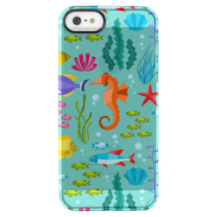 Cute Colorful aquatic life & animals illustration Clear iPhone SE/5/5s Case
