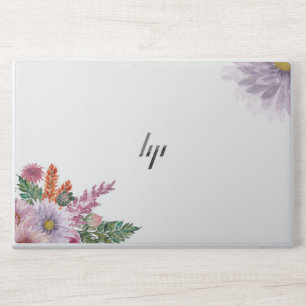 Cute Colorful art flowers on White EliteBook HP Laptop Skin